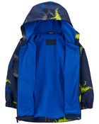 Baby Fleece-Lined Dino Print Rain Jacket, image 2 of 3 slides