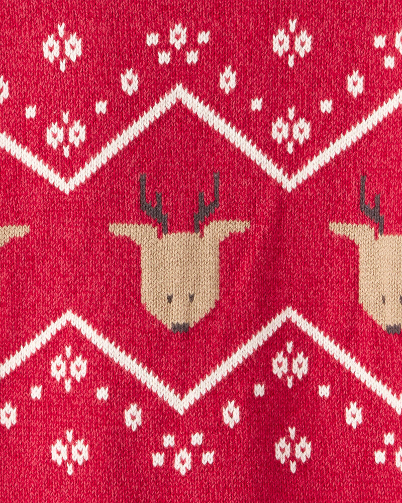 Boys Red Holiday Reindeer Sweater, image 2 of 3 slides