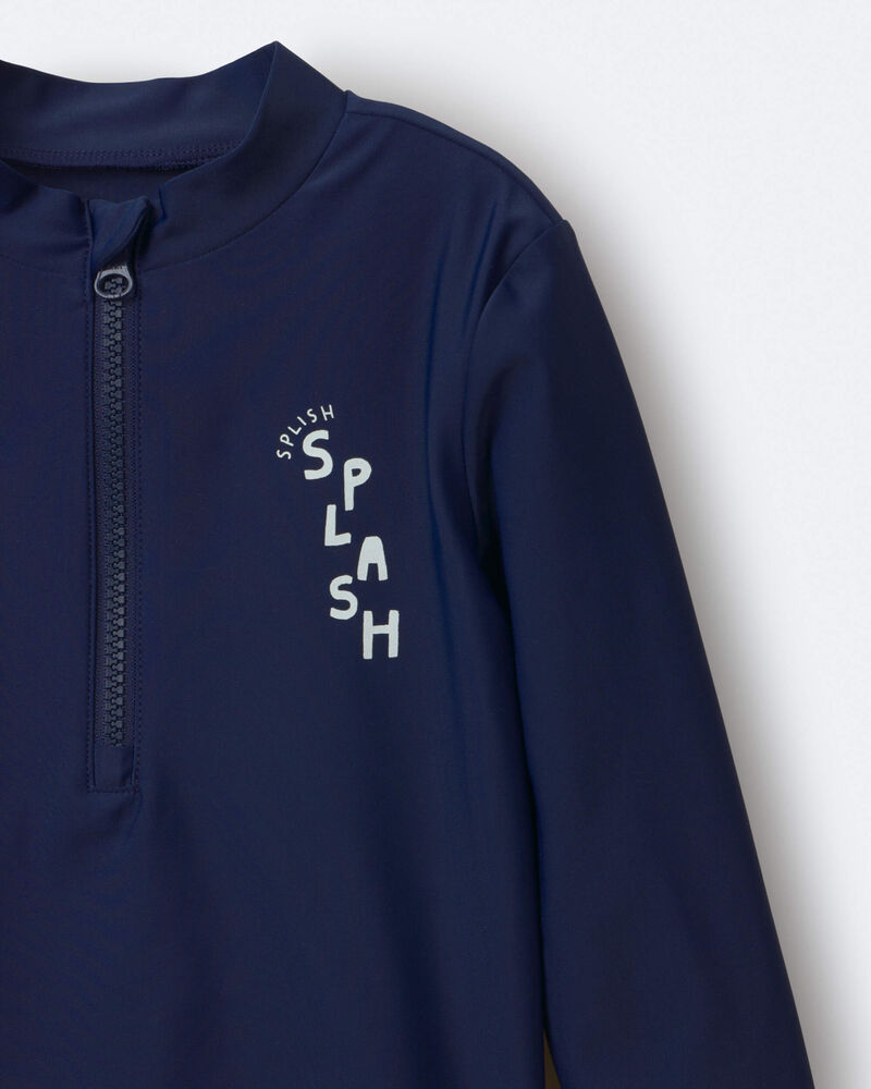 Tout-petit gar&ccedil;on - Maillot dermoprotecteur &agrave; manches longues et demi-fermetures &agrave; glissi&egrave;re &laquo;Splish Splash&raquo; - Bleu marine, image 7 sur 7 diapositives