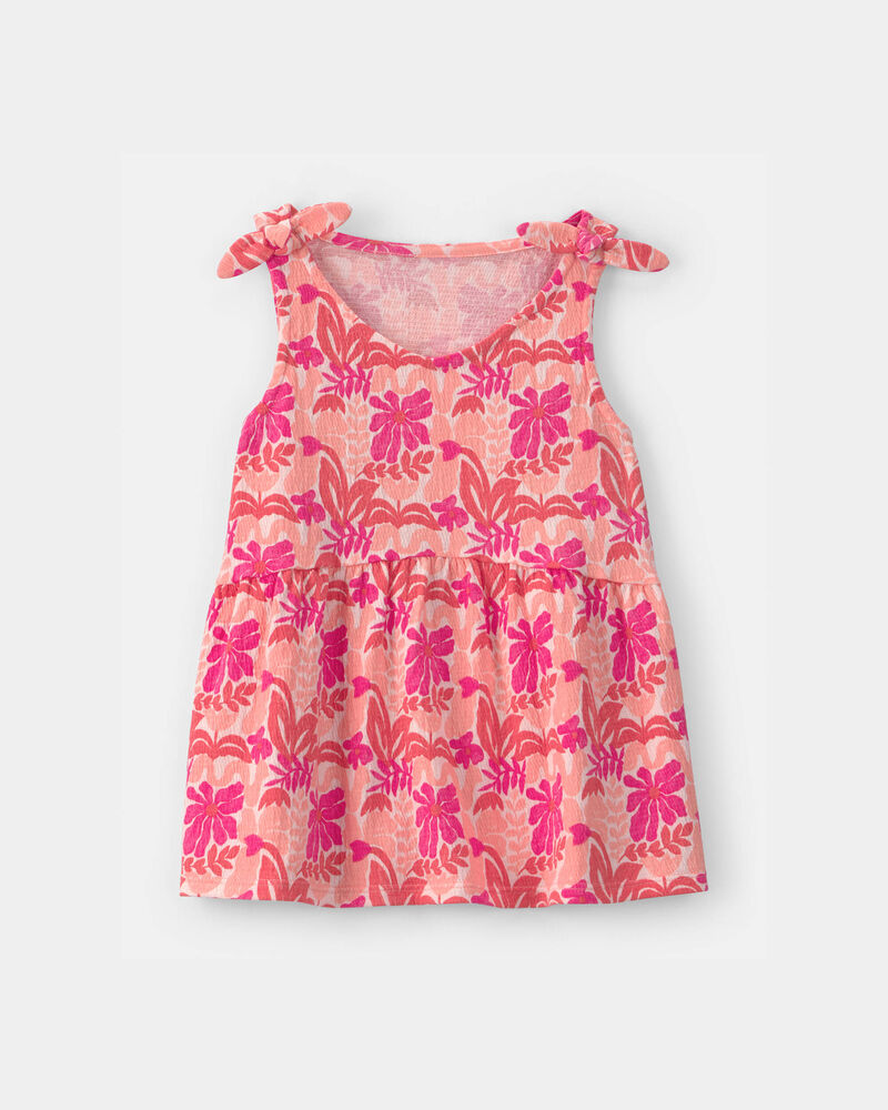 Filles - D&eacute;bardeur en tissu froiss&eacute; &agrave; motif tropical - Rose, image 1 sur 2 diapositives
