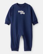 Baby Boy Little Guy' Cotton Long-Sleeve Jumpsuit - Navy, image 1 of 4 slides