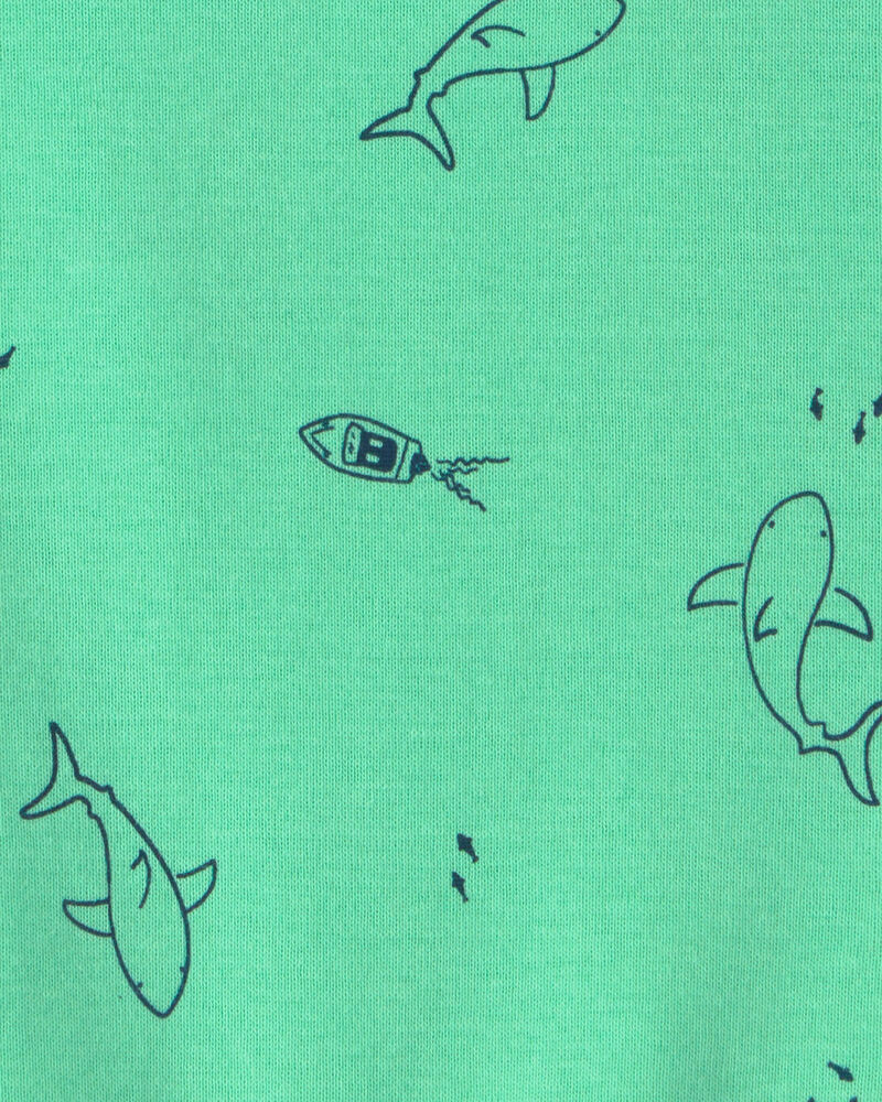 Baby Boy Shark Sleeveless Romper - Green, image 2 of 3 slides