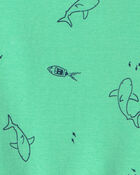 Baby Boy Shark Sleeveless Romper - Green, image 2 of 3 slides