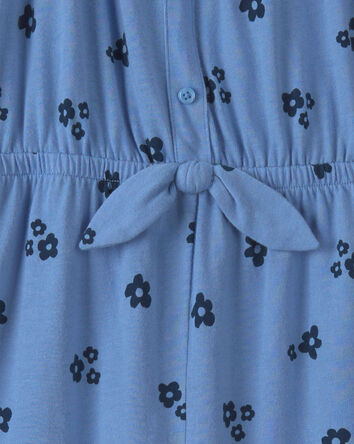 Girls Floral Jumpsuit - Blue, 