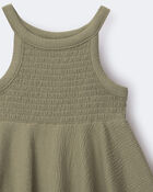 Toddler Girl Smocked Peplum Top - Olive, image 2 of 2 slides