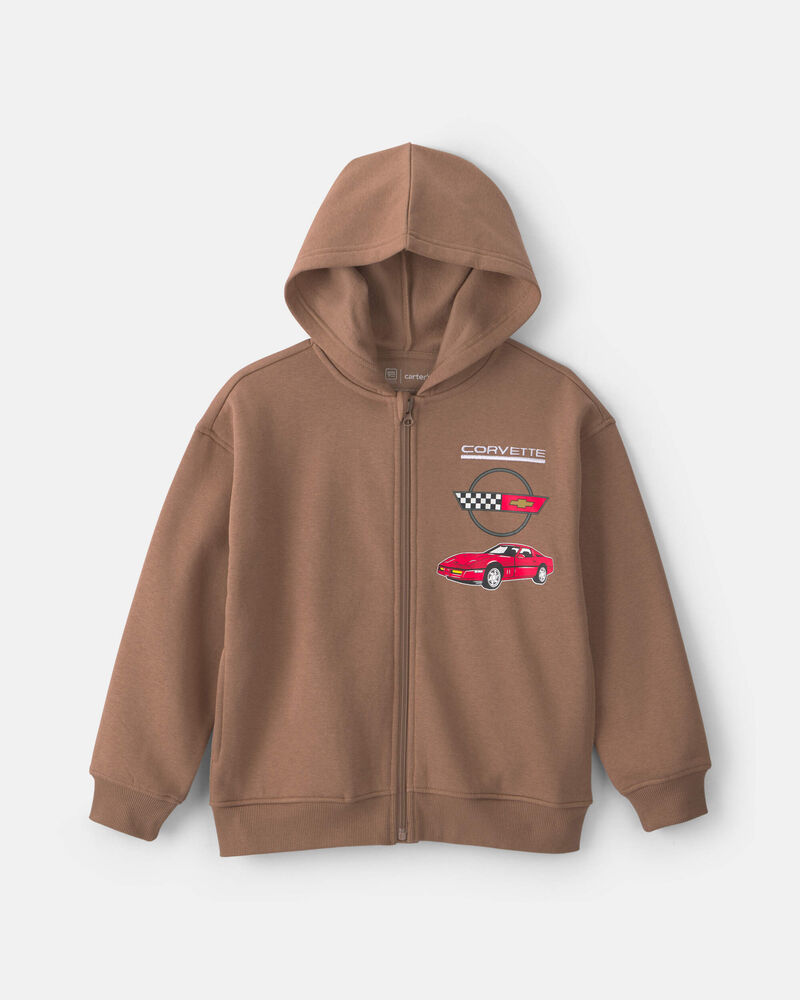 Boys 'Corvette' Zip-Up Hoodie - Brown, image 1 of 2 slides