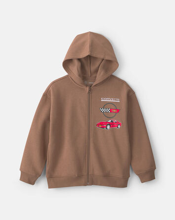 Boys 'Corvette' Zip-Up Hoodie - Brown, 