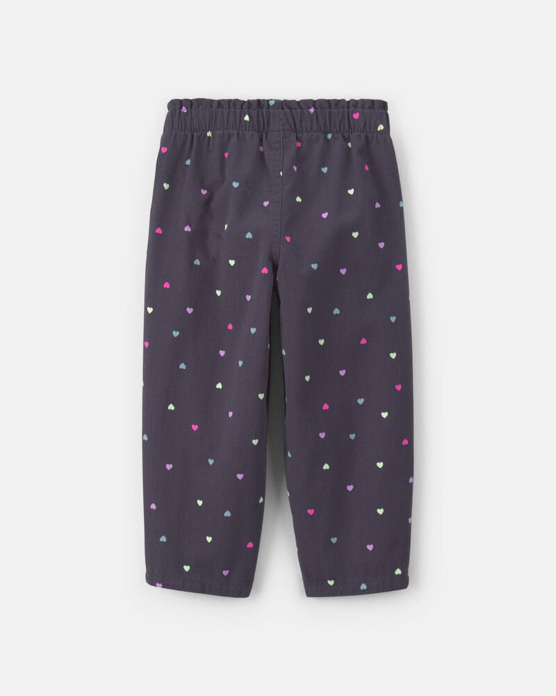 Toddler Girl Heart Twill Pull-On Pants - Black, image 2 of 4 slides