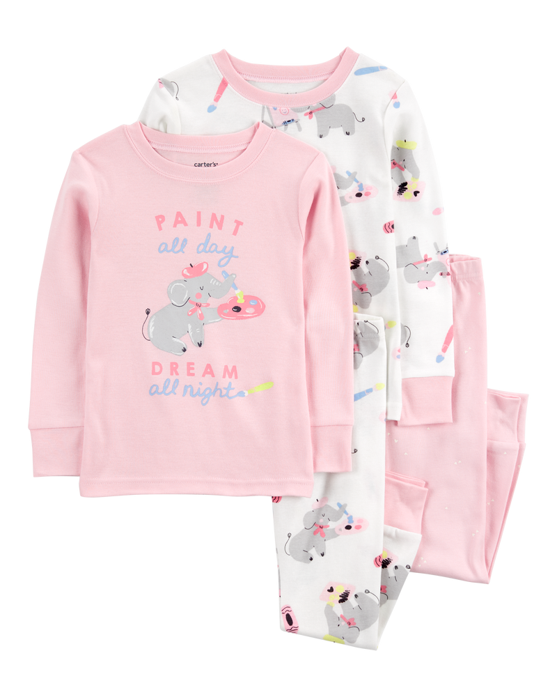 Toddler Girls Toddler 4 Piece Painter Elephant 100 Cotton Snug Fit Pyjamas 3T Carter s
