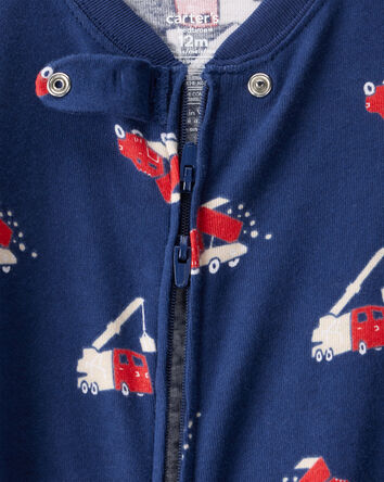 B&eacute;b&eacute; gar&ccedil;on - Pyjama 1 pi&egrave;ce en coton 100 % avec ajustement serr&eacute; et fermeture &eacute;clair &agrave; 2 voies - Marine, 