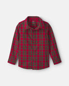 Gar&ccedil;ons - Chemise boutonn&eacute;e manches longues &agrave; carreaux - Rouge/Vert, image 1 sur 2 diapositives