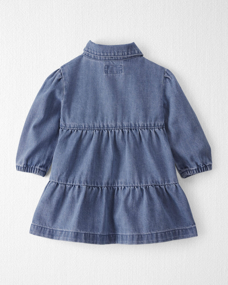 Baby Girl Organic Cotton Denim Dress, image 2 of 6 slides