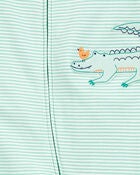 Baby Alligator 2-Way Zip Cotton Sleeper, image 2 of 3 slides