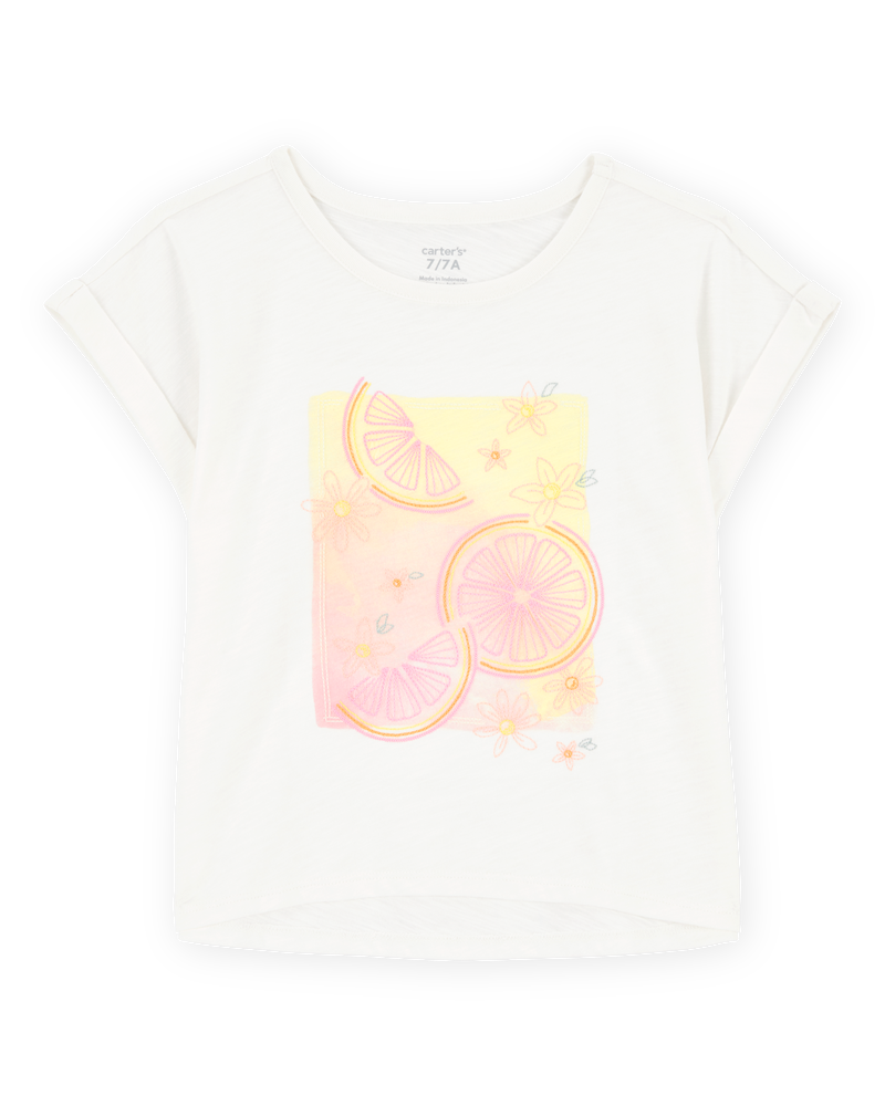 Kid Lemon Short-Sleeve Fashion Top - Cream, image 1 of 3 slides