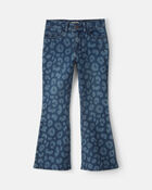Girls Leopard Denim Flare Jeans - Dark Wash, image 1 of 4 slides