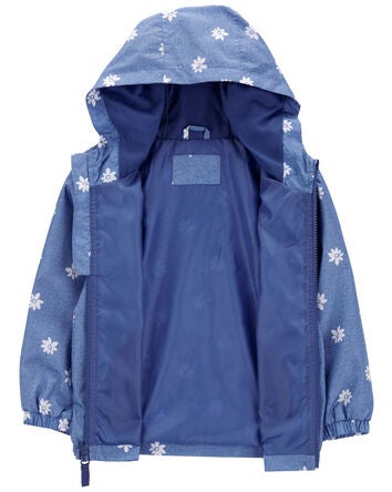Kid Daisy Print Fleece-Lined Lightweight Jacket, 