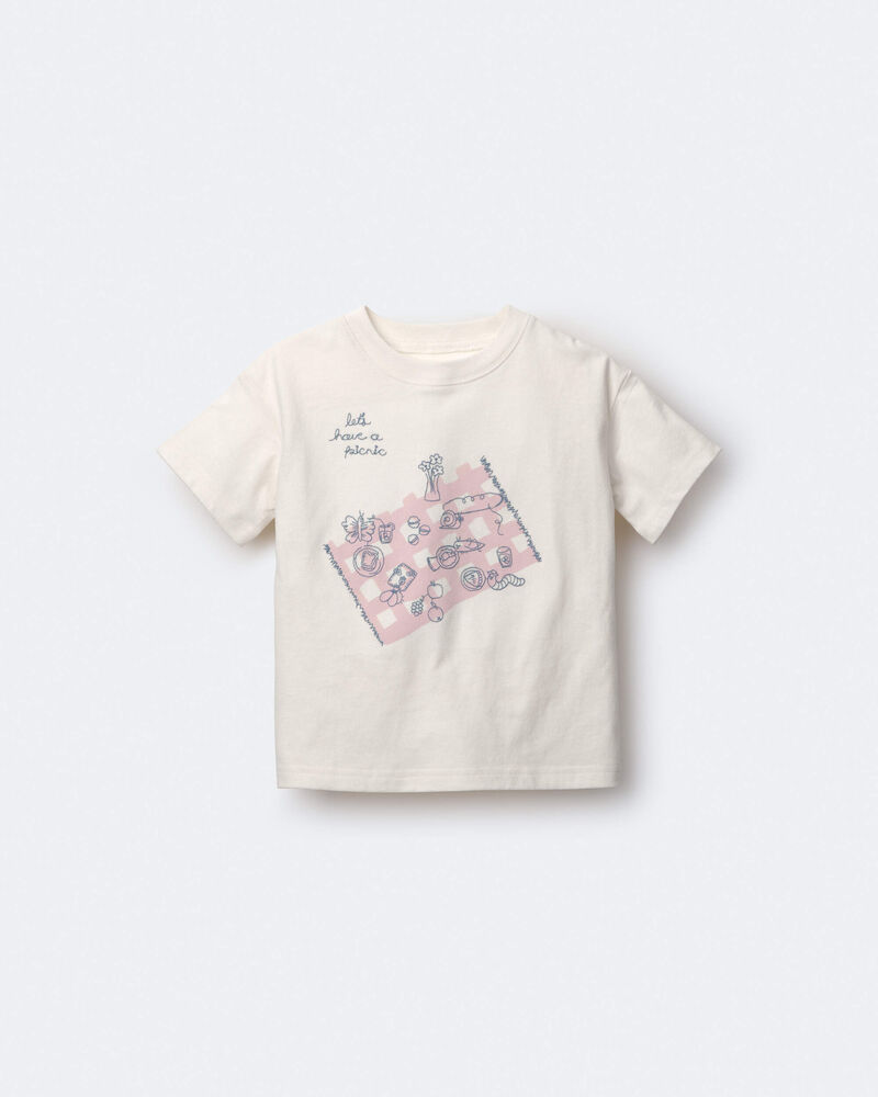 Toddler Girl Picnic Relaxed Graphic Tee - Cream, image 2 of 6 slides