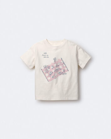 Toddler Girl Picnic Relaxed Graphic Tee - Cream, 