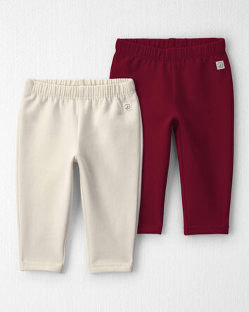 Baby Girl 2-Pack Fleece Leggings Made with Organic Cotton, 