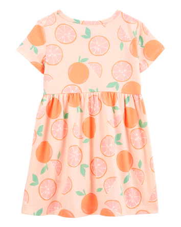 Toddler Orange Print Short-Sleeve Dress, 