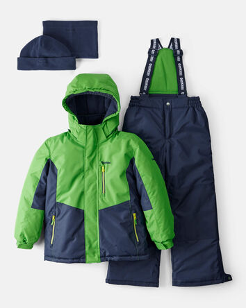 Boys 2-Piece Taslan Colourblock Snowsuit Set - Green, 