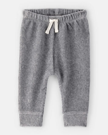 Baby Boy Ribbed Velour Pant - Dark Grey, 