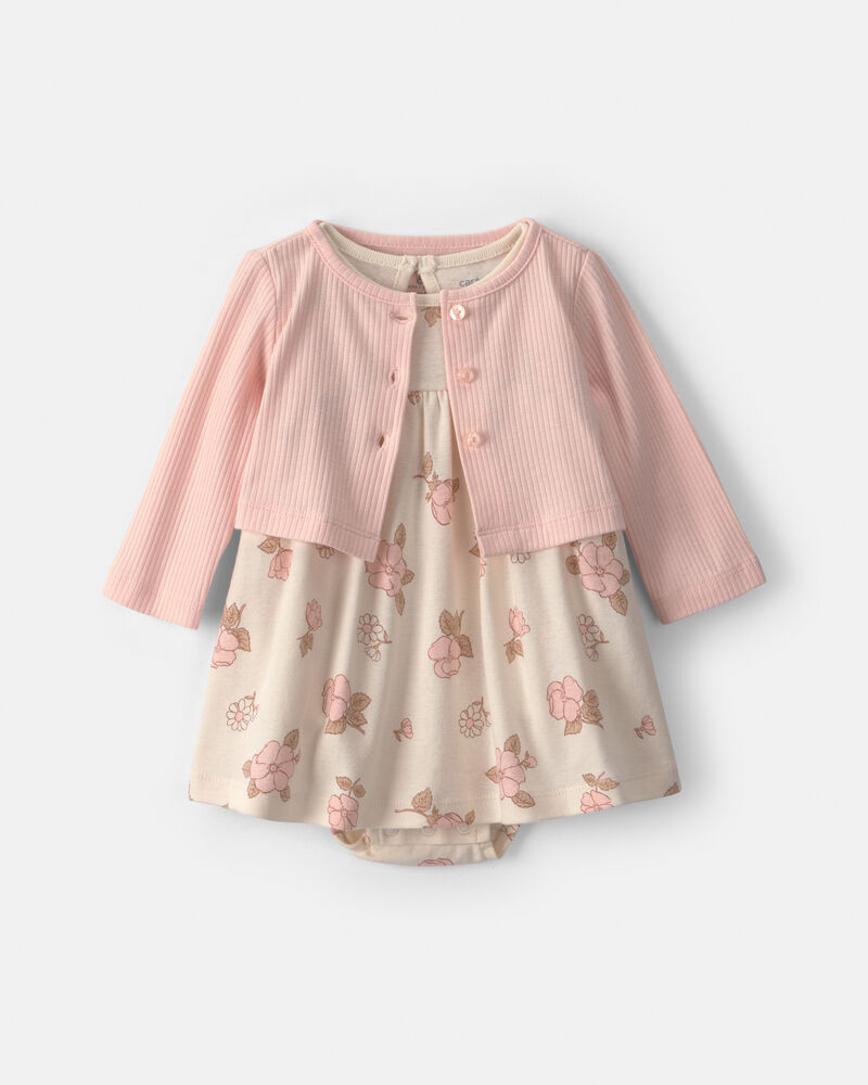 Baby Girl 2-Piece Floral Dress Set - Pink/Ivory, image 1 of 5 slides