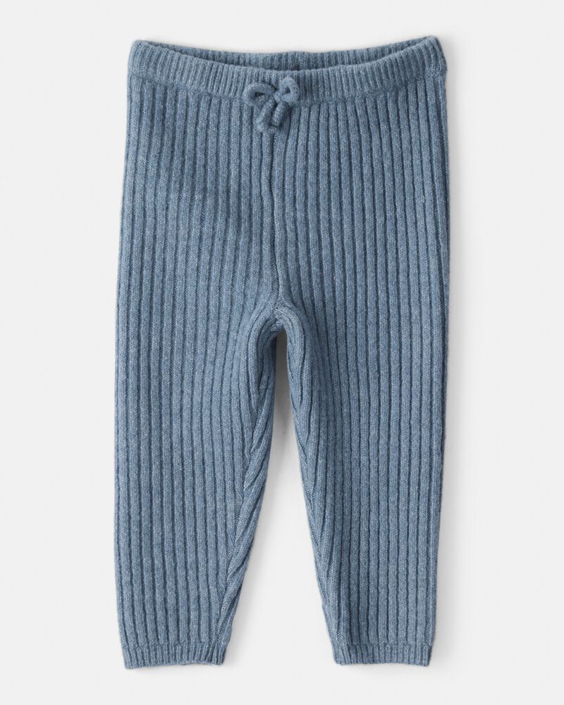 Baby Girl Ribbed Sweater Knit Pants - Blue, image 1 of 4 slides