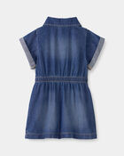 Baby Girl Denim Button-Up Dress - Dark Wash, image 2 of 5 slides