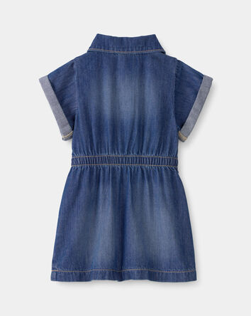 Baby Girl Denim Button-Up Dress - Dark Wash, 