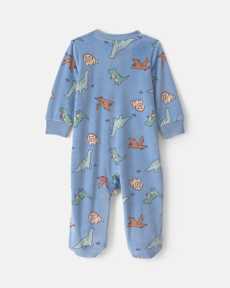 Baby Boy Dinosaur 2-Way Zip Sleeper - Blue, image 2 of 5 slides