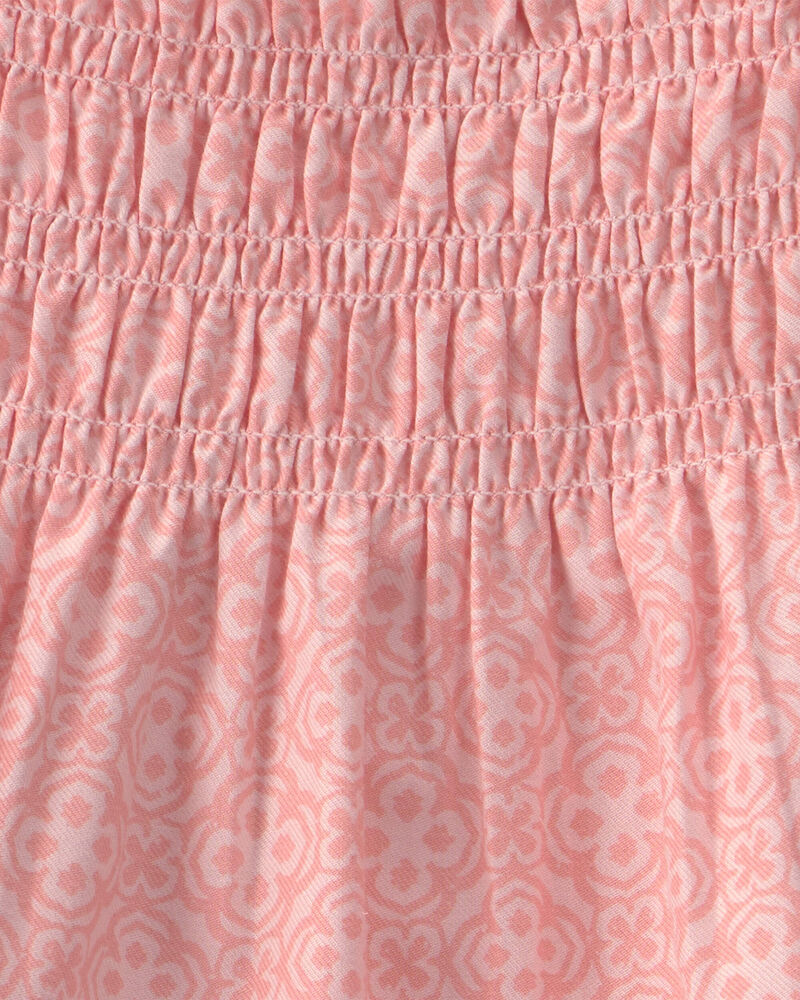 Filles - D&eacute;bardeur &agrave; smocks &agrave; motif g&eacute;om&eacute;trique - Rose, image 2 sur 2 diapositives