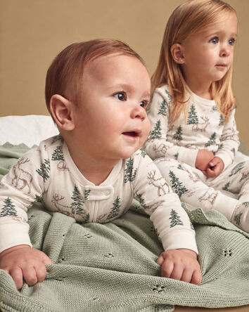 Baby 2-Piece Organic Cotton Pyjamas in Reindeer Forest, 