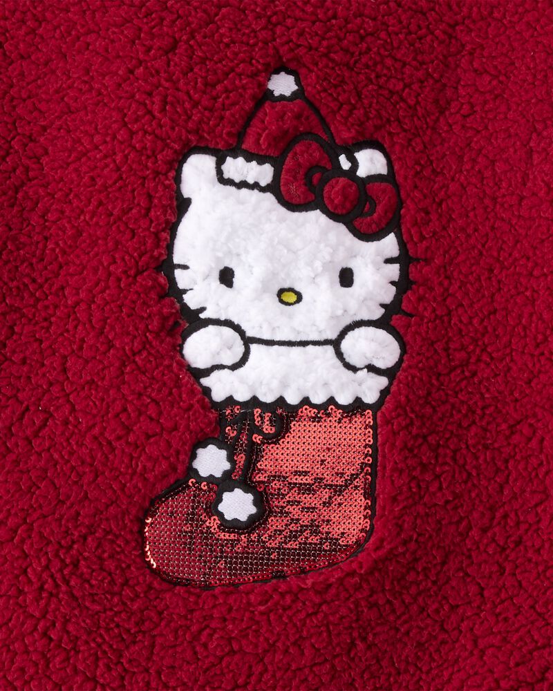Girls Hello Kitty® Sherpa Pullover Sweatshirt - Red, image 2 of 2 slides