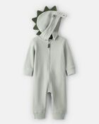 Baby Boy Alligator Thermal Long-Sleeve Hooded Jumpsuit - Green, image 2 of 4 slides