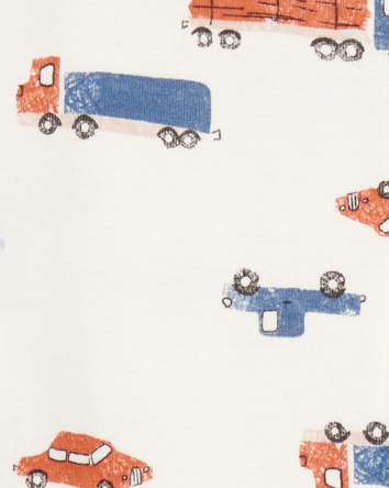 Toddler 1-Piece Car Print 100% Snug Fit Cotton Footie Pyjamas, 