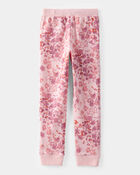 Girls Floral Print Pull-On Fleece Joggers - Pink, image 2 of 4 slides