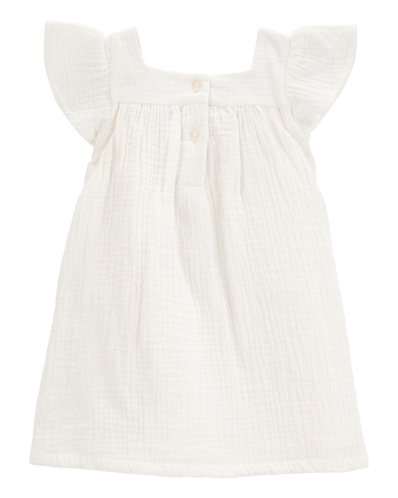 Bébé Robe à manches volantées - Blanc, image 2 sur 5 diapositives