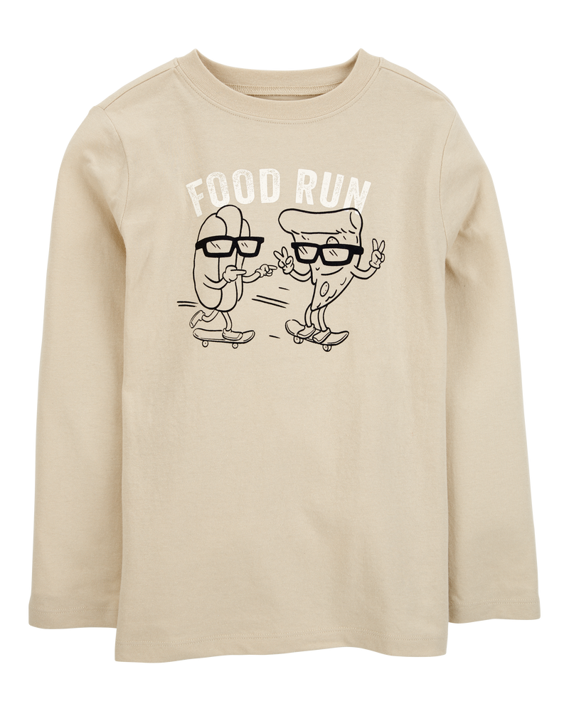 Enfant T-shirt en mélange de coton doux à motif de nourriture - Kaki, image 1 sur 3 diapositives