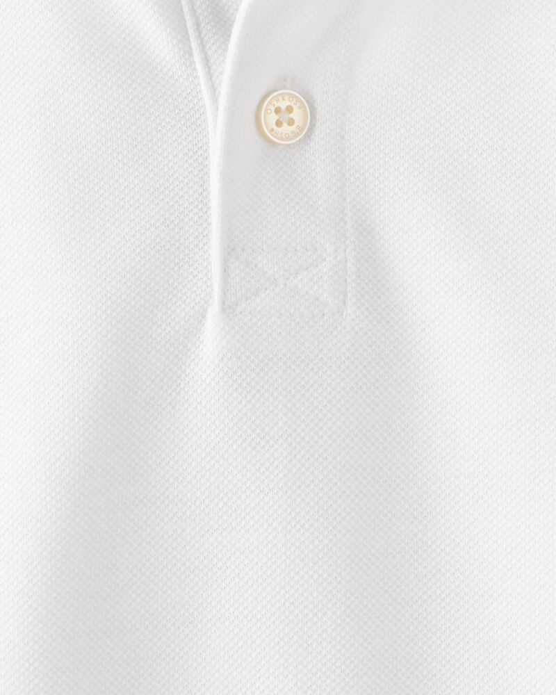 Toddler Boy Pique Uniform Polo Shirt - White, image 2 of 3 slides