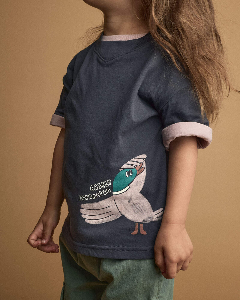Toddler 'Easily Distracted' Duck Relaxed Graphic Tee - Navy, image 3 of 5 slides