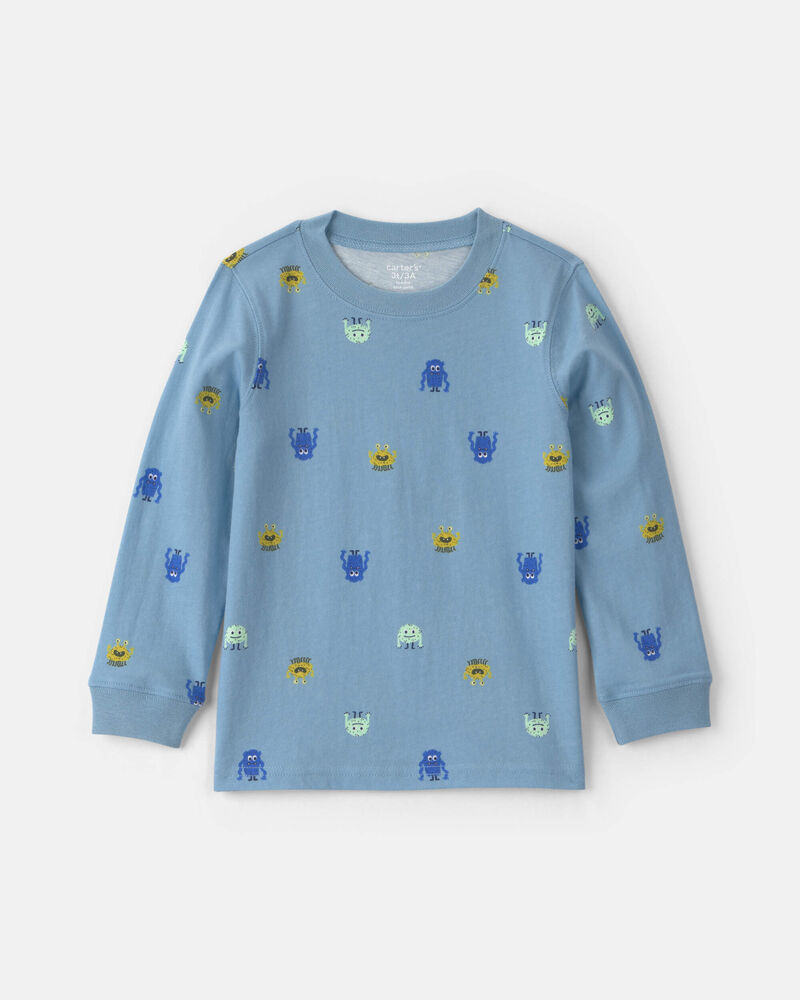 Tout-petit gar&ccedil;on - T-shirt manches longues &agrave; motif monstre - Bleu, image 1 sur 2 diapositives