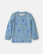 Tout-petit gar&ccedil;on - T-shirt manches longues &agrave; motif monstre - Bleu, image 1 sur 2 diapositives