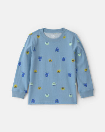 Tout-petit gar&ccedil;on - T-shirt manches longues &agrave; motif monstre - Bleu, 