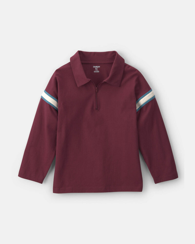 Boys Knit Polo Shirt- Maroon, image 1 of 3 slides
