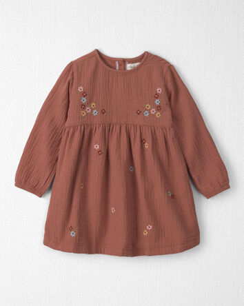 Tout-petit fille - Robe brod&eacute; en gaze de coton biologique, 