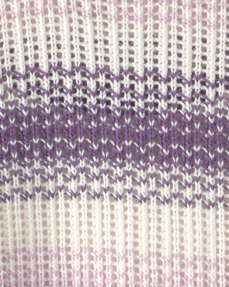 Girls Striped Sweater - Purple, image 2 of 3 slides