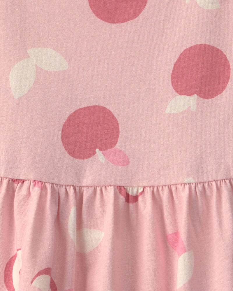 Tout-petit fille - Robe manches courtes &agrave; motif pomme - Rose, image 3 sur 3 diapositives