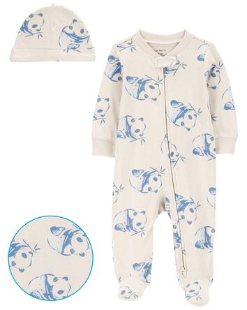 Baby Panda 2-Piece Sleeper Pyjamas and Cap Set, 
