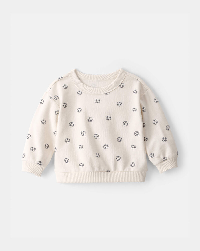 Baby Soccer French Terry Pullover Sweatshirt - Cream, image 1 of 3 slides